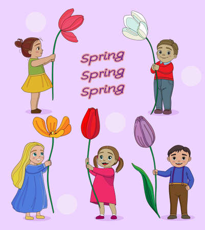 Children with flowerのイラスト素材