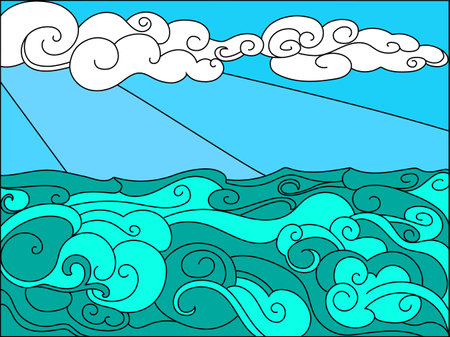 The sea waves in an abstract styleのイラスト素材
