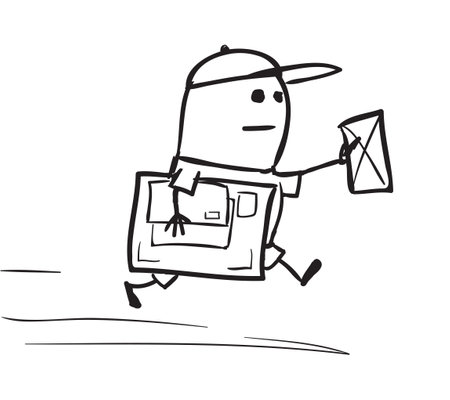 Postman carries letters and parcelsのイラスト素材