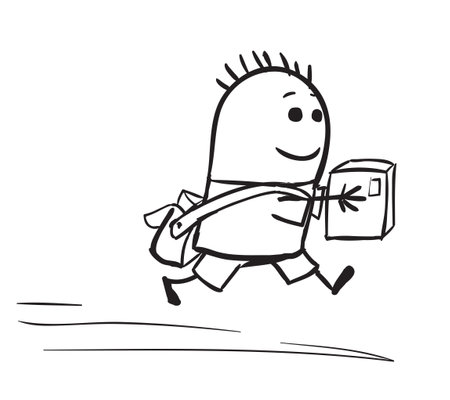 Postman carries letters and parcelsのイラスト素材