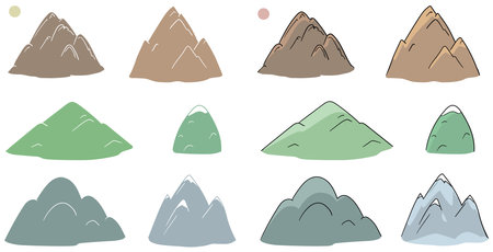 Sketch mountains, different peaks cartoonのイラスト素材