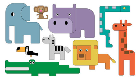 Stylized animals of Africa, colorのイラスト素材