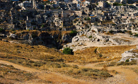 Park of  Murgia Materana   houses in  stones and caves is famous tourist destinationの写真素材
