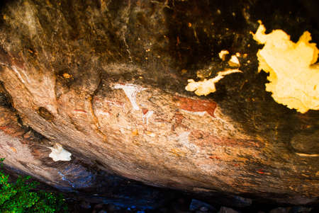 Rock painting from the bushmen in South Africa between Golden Gate Highlands park and Dragensbergの写真素材