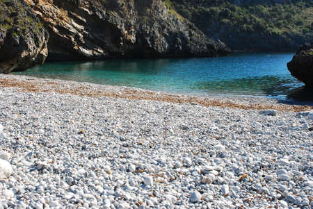 Empty Cala Bianca Spiaggia in Italy in Calabria coastの写真素材