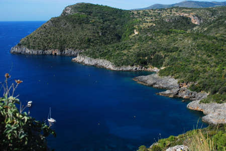 Sea view on the Cala Bianca bay in Italy Calabria coastの写真素材