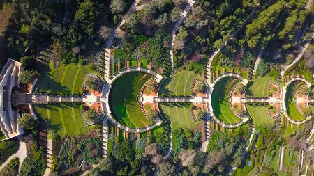 Aerial View on beautiful Bahai garden and the temple in Haifa, Israel.の写真素材