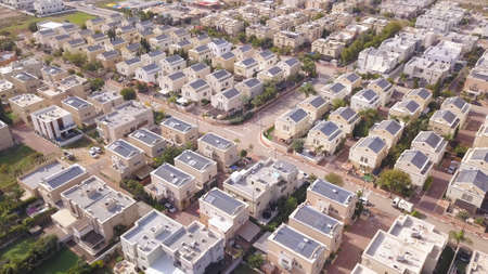 Neighborhoods houses. Aerial view of residential houses suburb.