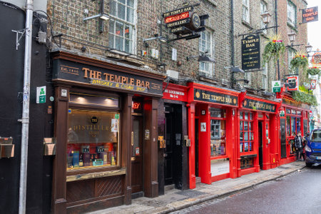 DUBLIN, IRELAND - 26 MARCH 2023: The famous Temple bar, located in the Temple bar district of Dublin Ireland.のeditorial素材