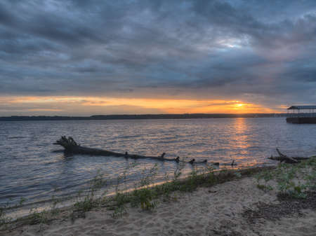 The coast of the Asaf Islands on the Volga River of the Nizhny Novgorod region in summerの写真素材