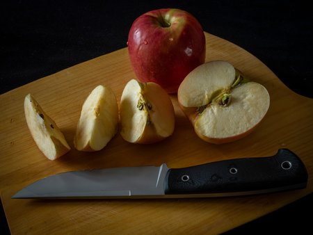 still life with a cut apple and a knifeの写真素材