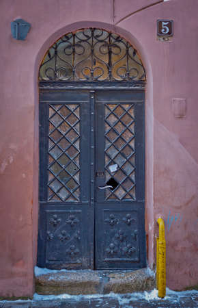 an old door in the old city of Lviv in Ukraineの写真素材