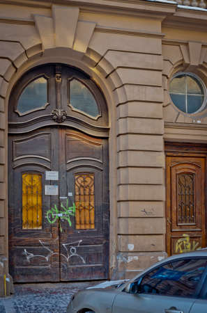 the old door of the old house of the city of Lvivのeditorial素材