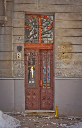 the old door of the old house of the city of Lvivのeditorial素材