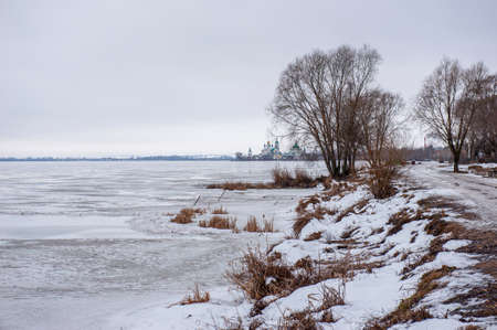 frozen Lake Nero near the city of Rostov the Greatの写真素材