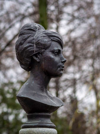 Novodevichy Cemetery in Moscow, monument and grave, sculpture, face in stone, work of artのeditorial素材