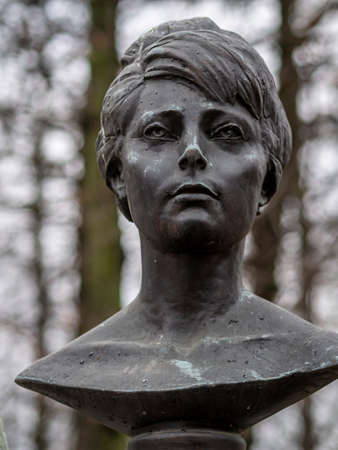 Novodevichy Cemetery in Moscow, monument and grave, sculpture, face in stone, work of artのeditorial素材
