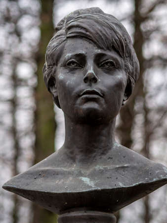 Novodevichy Cemetery in Moscow, monument and grave, sculpture, face in stone, work of artのeditorial素材