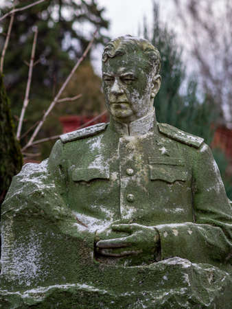 Novodevichy Cemetery in Moscow, monument and grave, sculpture, face in stone, work of artのeditorial素材