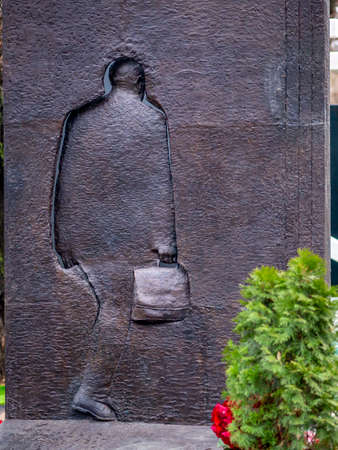 Novodevichy Cemetery in Moscow, monument and grave, sculpture, face in stone, work of artのeditorial素材