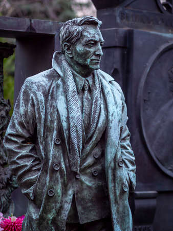 Novodevichy Cemetery in Moscow, monument and grave, sculpture, face in stone, work of artのeditorial素材