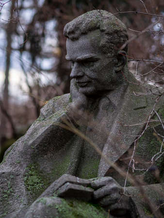 Novodevichy Cemetery in Moscow, monument and grave, sculpture, face in stone, work of artのeditorial素材