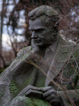 Novodevichy Cemetery in Moscow, monument and grave, sculpture, face in stone, work of artのeditorial素材