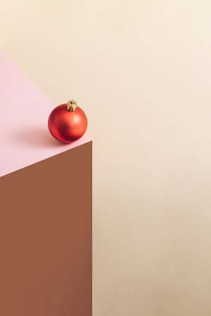 Minimal New Year and Christmas decoration idea. Creative vertical concept, visual ornament composition. 2021 and 2022 holiday season background.の写真素材