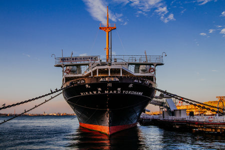 Hikawa Maru Yokohama. Hikawa Maru is a retired Japanese ocean liner.の写真素材