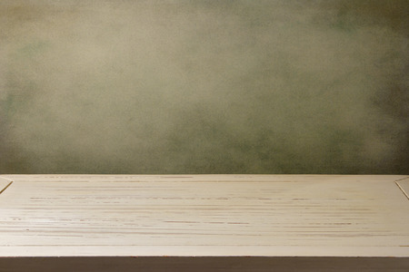 Background with white wooden tableの写真素材