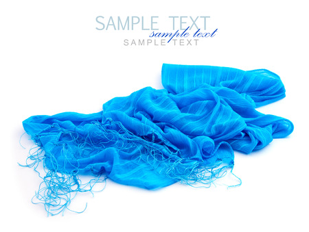 Blue scarf on white backgroundの写真素材