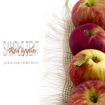Fresh red apples on white backgroundの写真素材