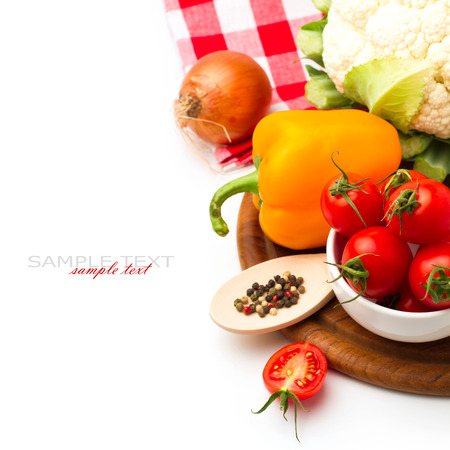 Fresh healthy vegetables on white backgroundの写真素材