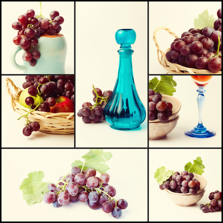 Collage with red grapesの写真素材