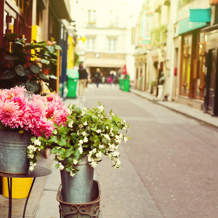 Flowers on street of Paris, Franceの写真素材
