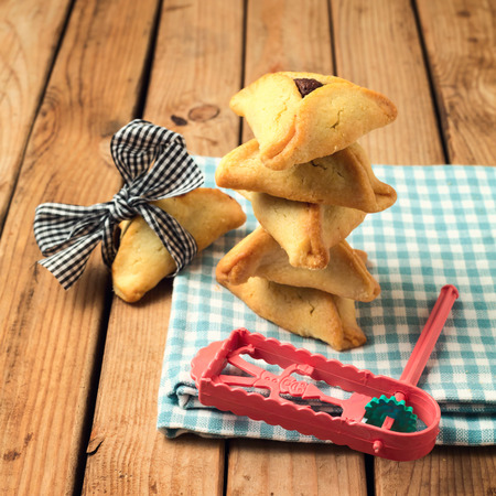 Hamantaschen cookies for Jewish festival of Purimの写真素材