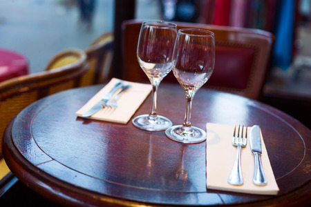 Restaurant table setting in Paris, France