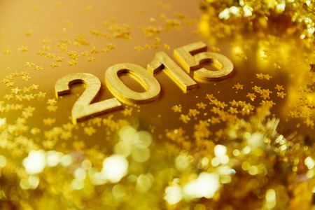 New Year 2015 golden backgroundの写真素材