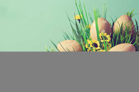 Easter eggs decoration with retro filter effectの写真素材