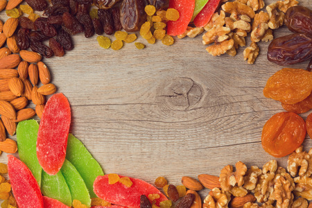 Background with assorted dry fruits and nutsの写真素材