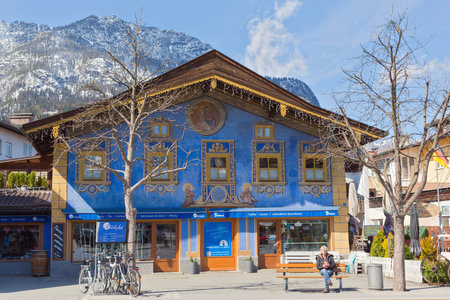 GARMISCH-PARTENKIRCHEN, GERMANY %u2013 APRIL 03, 2015: Garmisch-Partenkirchen is a mountain resort town in Bavaria, southern Germany.Garmisch-Partenkirchen is playing host to the leaders of the world's largest economic powers G7のeditorial素材