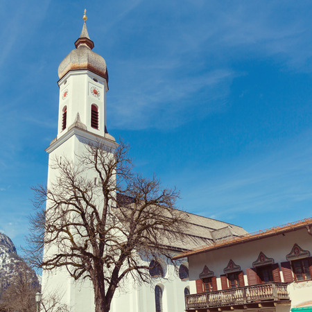 Garmisch-Partenkirchen town view in Bavaria, Germanyの写真素材