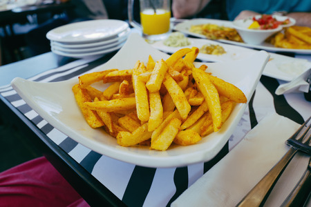 French fries served in restaurant