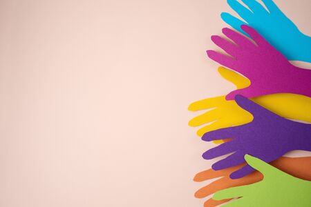 Support diverse community concept with paper handsの写真素材