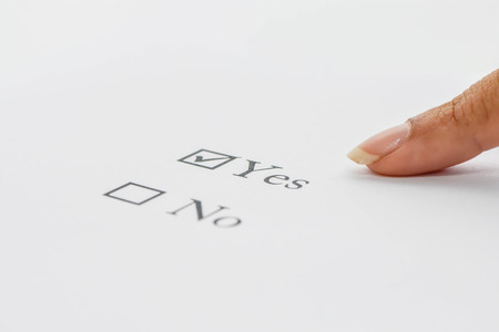 Selection box for Yes or No - Selected to Yesの写真素材