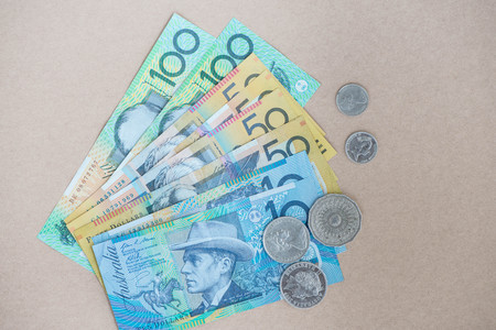 Australian money on the brown backgroundの写真素材