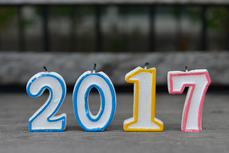 Colorful of year 2017 candleの写真素材