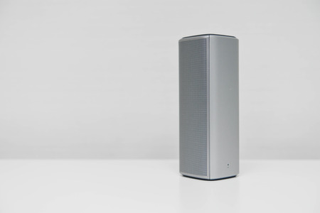 Mobile speaker on the white screenの写真素材