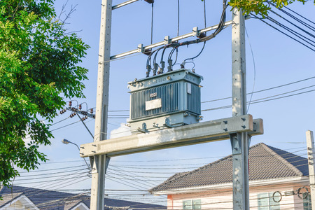 Electrical transformer on electric pole