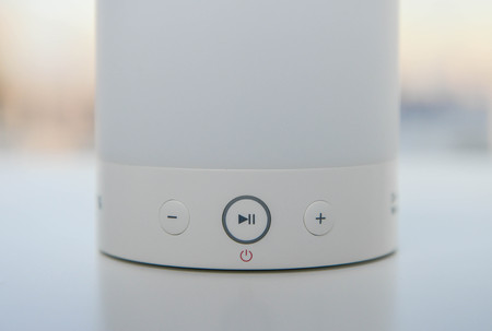 Close up on off button of wireless speaker
